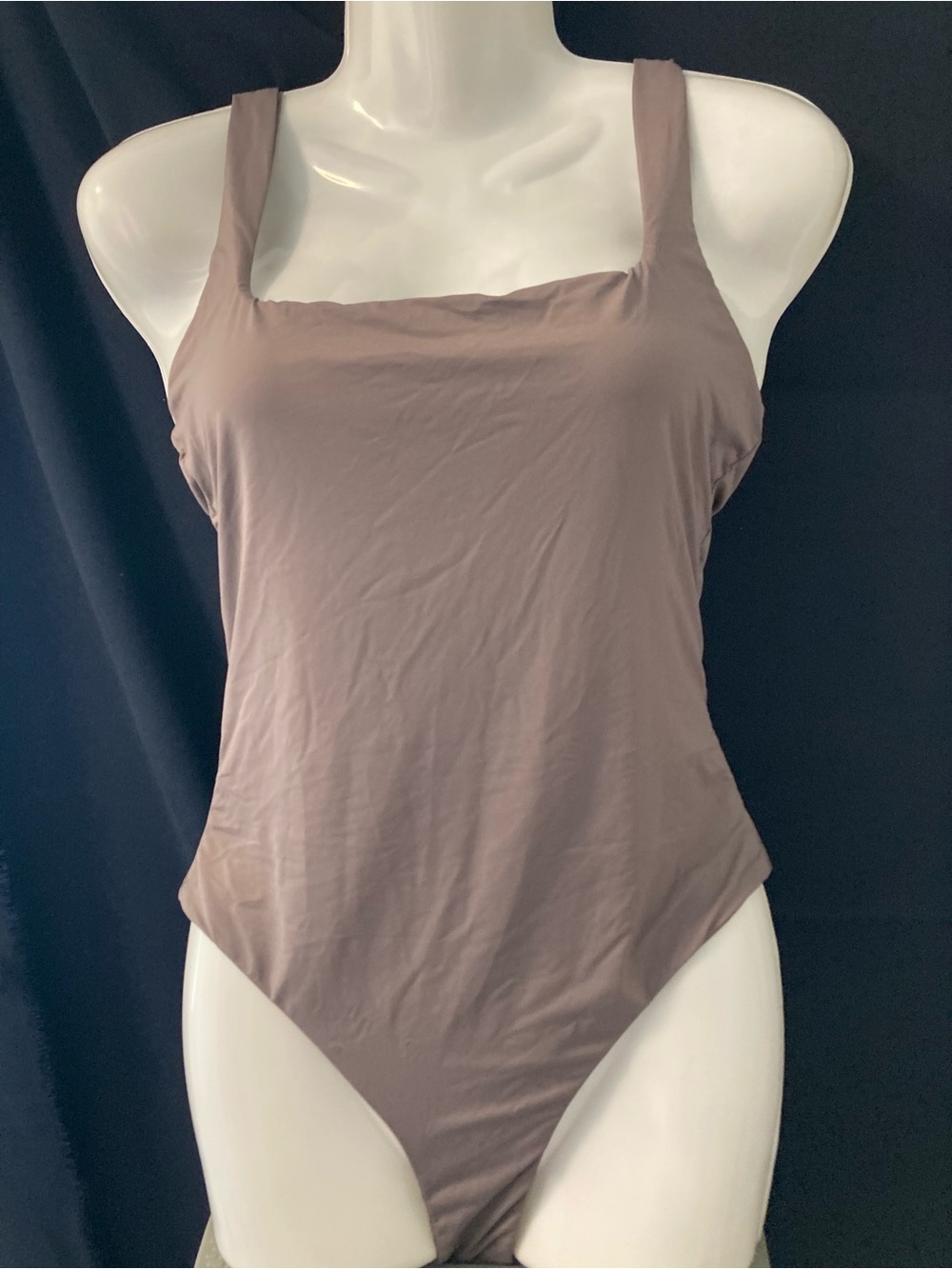 SHEIN Taupe Square Neck Bodysuit Small